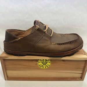 Olukai Ohana Lace Up Nubuck Oxford Shoes Brown Leather Men's Size 11
